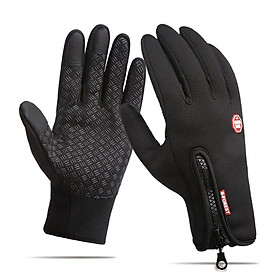 Găng tay ấm áp mùa đông chống trượt màn hình cảm ứng nhiệt Windproof Mitten Skiing Cưỡi xe đạp Găng tay thể thao Color: Black Size: L