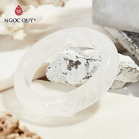 Vòng tay thạch anh ưu linh trắng bản hẹ 12mm mệnh kim thủy - Ngọc Quý Gemstones
