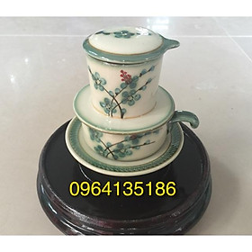 Mua Phin pha cà phê men rong vẽ tầm xuân xanh gốm sứ Bát Tràng