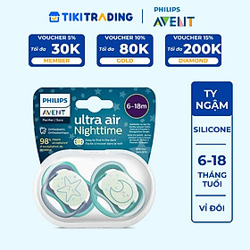 Ty ngậm thông khí ban đêm Philips Avent (SCF376/13, 6-18M, vỉ đôi)