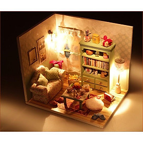 Mô hình phòng khách nhà búp bê với ghế bành cực cute
