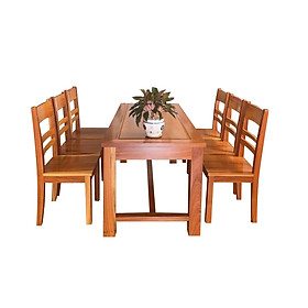 Bộ bàn ăn 6 ghế gỗ căm xe mỡ Juno Sofa 1m6 *80*75 cm (màu tự nhiên)