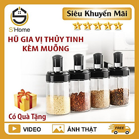 Hũ Thủy Tinh Đựng Gia Vị, Lọ Thủy Tinh Đựng Gia Vị Kèm Muỗng Cao Cấp, Tiện Dụng, Tiết Kiệm, Sang Trọng, 250ml - S'Home