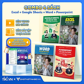 Combo 4 Sách Excel - Word - PowerPoint - Google Sheets Ứng Dụng Văn Phòng Kèm Khoá Học Video ĐÀO TẠO TIN HỌC
