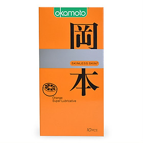 Bao Cao Su Siêu Mỏng, Hương Cam Okamoto Skinless Skin Orange Lubricated Hộp 10 Chiếc