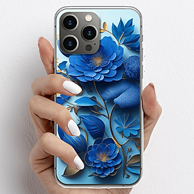 Ốp lưng cho iPhone 13 Pro, iPhone 13 Promax nhựa TPU mẫu Hoa xanh dương