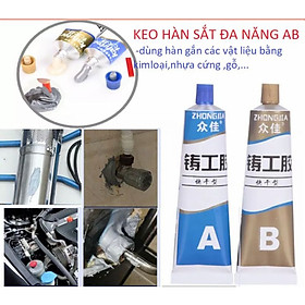 Bộ 2 lọ keo AB dán sắt kim loại đa năng siêu dính bịt lỗ thủng chịu nhiệt chịu lực cao