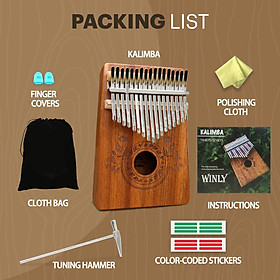 Mua Đàn Kalimba 17 phím gỗ gụ kèm sách hướng dẫn   sách nhạc 25 bài  phụ kiện búa điều chỉnh  giấy dán  túi -Nhạc cụ cá nhân cầm tay cho trẻ em và người lớn  người mới bắt đầu đến chuyên nghiệp - Màu sắc: Nâu nhạt