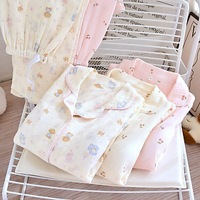 Bộ Đồ Bầu Và Cho Con Bú, Pijama Sau Sinh Azuno AZ2309 Chất Đũi Mềm Mại, Có Khe Mở Ngực Hàng Cao Cấp Cho Mẹ