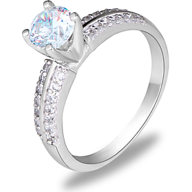 NHẪN BẠC TA ĐÍNH ĐÁ PHA LÊ TRẮNG NHÂN TẠO SANG TRỌNG  - Trang sức bạc Panmila - Bạc thật 100% (NN.A12)