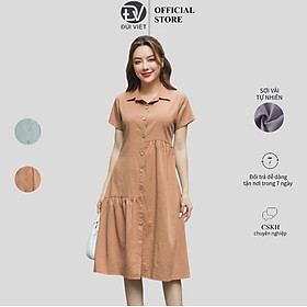Váy Sơ Mi Dáng Dài Tay Cộc Cổ Bẻ Mẫu Hot 2023 Mẫu Basic Phù Hợp Với Mọi Lứa Tuổi Đũi Việt