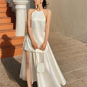 QUẢNG CHÂU Áo hai dây cổ yếm chéo lưng sang chảnh CAO CẤP