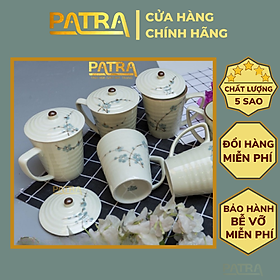 Mua Cốc sứ có nắp  ly sứ men kem Bát Tràng cao cấp  cốc uống nước có quai 350ml nhiều mẫu lựa chọn