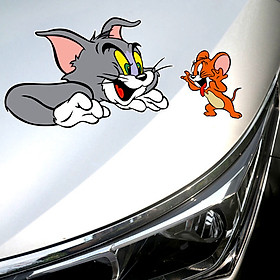 Decan dán xe ô tô hình mèo và chuột, miếng dán xe ô tô chống nước dán kính hậu, che vết xước ô tô, decal ngoài trời