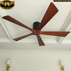 Mua Quạt trần cho chung cư trần thấp DT LIGHT 01 quạt 5 cánh gỗ ti ngắn ốp trần trang trí làm mát QTD