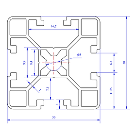 Nhôm định hình 30x30 (LWA-331461500) - Miễn phí cắt theo kích thước yêu cầu (Giá đã bao gồm VAT)