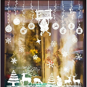 Decal trang trí Noel Hít Tĩnh Điện 2 mặt - CHÚ LÙN ĐU BẢNG RÈM CHÂU TUẦN LỘC TRẮNG