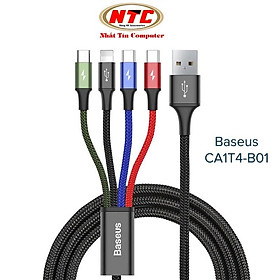 Mua Cáp sạc 4 đầu Baseus CA1T4-B01 Rapid dài 1.2m max 3.5A tích hợp 2 typeC/ LN/ microUSB (nhiều màu) - Hàng Chính Hãng