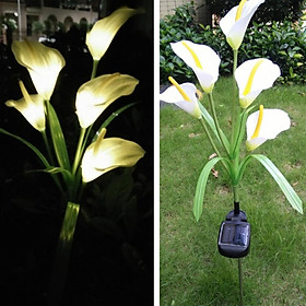 Solar-Powered 5 LEDs Pin Lamp Simulate Calla Lily Night Light Yard Garden Decoration