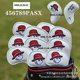 Set Bọc Đầu Gậy Golf Malbon, Cover đầu gậy sắt da PU Thêu Số Độc Đáo Tiện Dụng