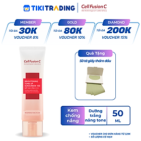 [Tặng giấy thấm dầu] Kem Chống Nắng Dưỡng Trắng Nâng Tone Da Cell Fusion C Brightening Tone Up Sunscreen 100 SPF50+/ PA ++++ (50ml)