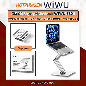 Mua Giá đỡ nhôm nguyên khối tản nhiệt Xoay 360 độ hiệu WIWU S801 cho Laptop / Macbook / iPad từ 10 - 17 inch  Gấp gọn tiện lợi - Hàng nhập khẩu