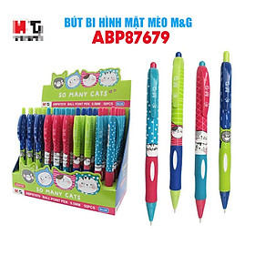 Combo 2 cây bút bi bấm M&G ABP87679 (Mực Xanh) Ngòi 0.5mm có hình mặt Mèo(giao mẫu ngẫu nhiên)