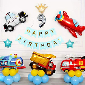 Set trang trí sinh nhật ô tô, máy bay cho bé trai
