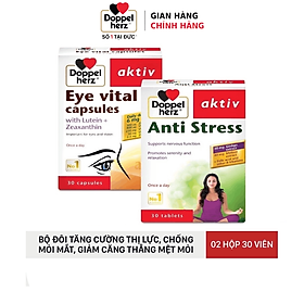 Bộ đôi tăng cường thị lực, chống mỏi mắt, giảm căng thẳng mệt mỏi Anti Stress và Eye Vital Doppelherz (02 hộp 30 viên)