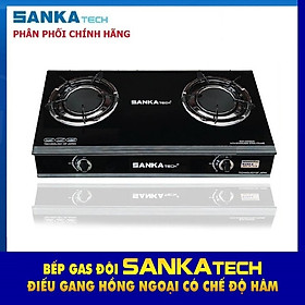 Bếp Ga Hồng Ngoại SANKA tech SKT 722B - Điếu gang lớn 120mm - Nấu nhanh - Màu đen sang trọng - Hàng chính hãng