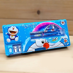 Hộp bút nhựa Disney Cartoon 2 ngăn nắp từ tính kèm dụng cụ học tập - 1 chiếc (giao ngẫu nhiên hình)