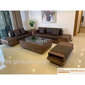 Bộ bàn ghế sofa gỗ 2 văng lớn mẫu thuyền bàn lớn