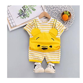 Set Áo Thun Kẻ Sọc + Quần Short Thời Trang Hè Hàn Quốc Mới Cho Bé Trai