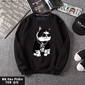 ( Best seller) Áo sweater nam nữ mèo kính đen có bigsize vải nỉ bông dày dặn