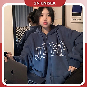 Áo khoác nỉ bông cotton dày mịn - hoodie form rộng unisex JUMP - 2N Unisex
