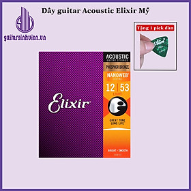 Mua Dây đàn guitar acoustic Elixir Phosphor chính hãng cao cấp của Mỹ - Dây có âm sáng  bấm mềm và lâu rỉ - Đặt hàng tặng pick