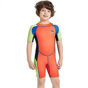 Boy's Snorkeling Suit Short Sleeves One-Piece Swimwear 2.5MM Neoprene Swim Surfing Suit