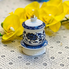 Bộ đồ thờ thần tài RỒNG VIỆT, Bộ đồ sứ men gấm Xanh cao cấp, tôn nghiêm ban thờ