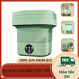 Máy giặt mini cao cấp gấp gọn tự động thông minh vắt khô khử khuẩn bằng ánh sáng xanh Blue Ag tiện lợi phù hợp với mọi g