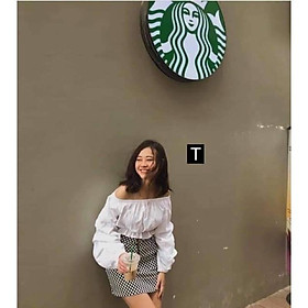 áo sơ mi trễ vai dài tay chun tay chun gấu T40