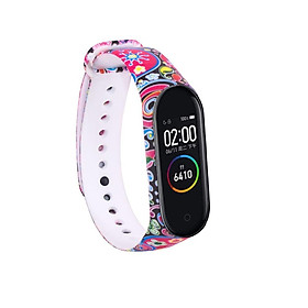 Dây đeo silicone thay thế hoạ tiết cá tính cho Xiaomi Mi Band 3 4 Miband 3 4