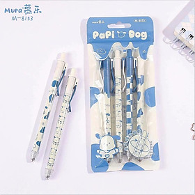 Set 4 bút mực gel đen Mura ngòi 0.5mm siêu xịn với vỏ ngoài siêu xinh xắn kèm túi zip (tặng stickers x note)