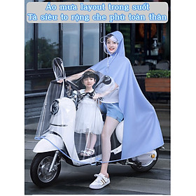 Mua   Kèm kính chắn  Áo mưa layout trong suốt cho Mẹ và Bé  che phủ toàn thân