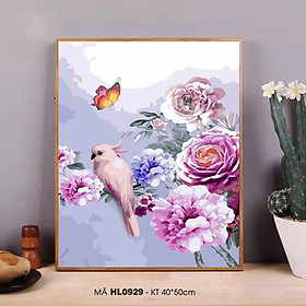 Mua Tranh sơn dầu số hóa tự tô màu theo số Tranh hoa mẫu đơn và chim nhẹ nhàng sang trọng trang trí phòng khách HL0929