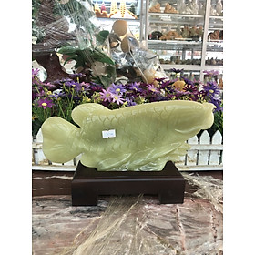 Tượng Cá Rồng phong thủy tài lộc đá ngọc Onyx - Dài 30 cm