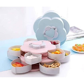 Mua Khay Đựng Mứt Tết 2 Tầng  Khay Đựng Bánh Kẹo Hoa Quả 10 Cánh Xoay Có Khe Để Điện Thoại