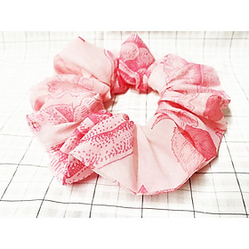 Cột tóc scrunchies màu hồng hoa size trung