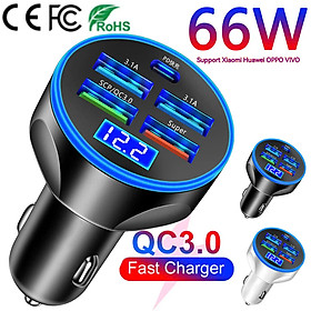Mua (Mẫu Mới) Cốc Sạc Ô Tô 5 Cổng USB Nhanh – Tẩu Sạc Thông Minh Qualcomm 3.0 Cho Xe 12V-24V