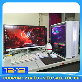 Bộ máy tính màn hình CONG 24 inch linh kiện mới full box dùng văn phòng, học tập, chơi game (Sản phẩm trọn bộ đã cài đặt win, office, quý khách cắm điện là dùng...)