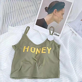 Áo hai dây nữ hở lưng Honey cao cấp chất thun lạnh có miếng lót freesize